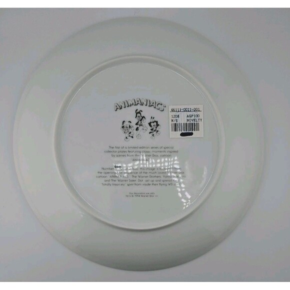 1994 ANIMANIACS Wakko Yakko Dot Warner Bros. Limited Edition Plate 004/2500 - Picture 3 of 10